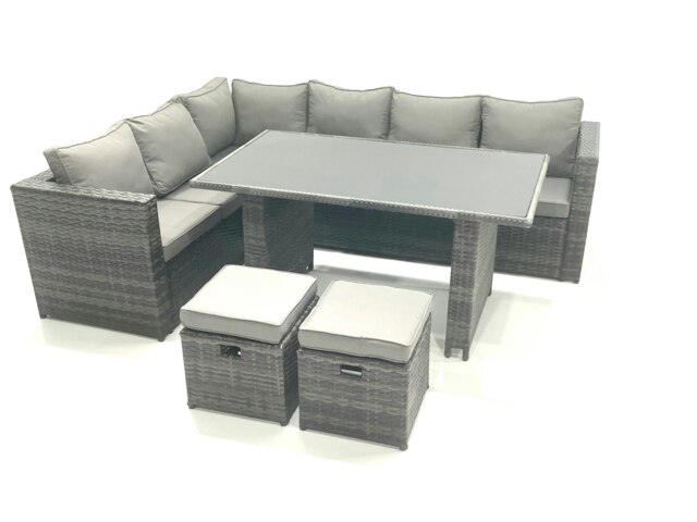 Rackhams Outdoor Lounge Rattan Corner Sofa Set Garden Furniture with Small FootStools 6 Seater - image 1