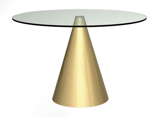 Rackhams Oscar Round Dining Tables - Large - Clear Glass - Brass Brushed - image 1