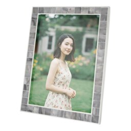 Rackhams Beautiful Grey Mother of Pearl 5 x 7 Picture Frame with Nickel Trim