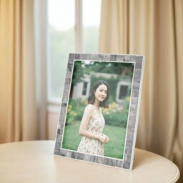 Rackhams Beautiful Grey Mother of Pearl 5 x 7 Picture Frame with Nickel Trim - thumbnail 5