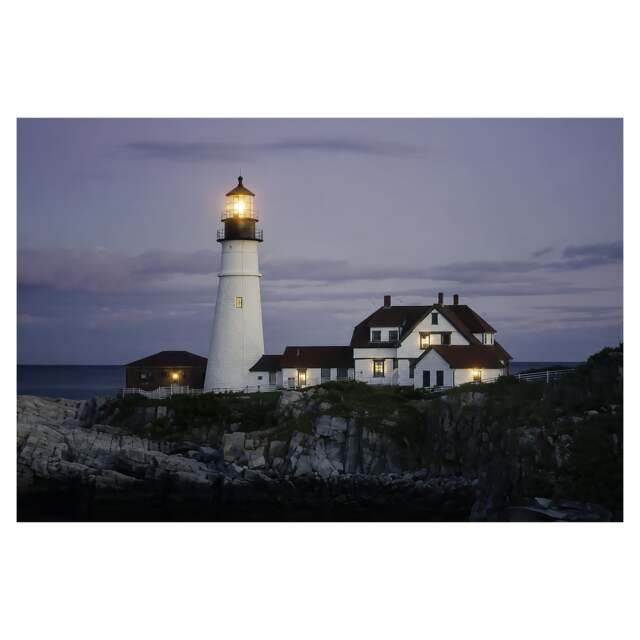 Rackhams Large Lighthouse Scene Canvas Picture Print with 6 LED Lights, Wooden Frame Wall Art with Side Switch, 60cm x 40cm - image 1