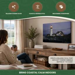 Rackhams Large Lighthouse Scene Canvas Picture Print with 6 LED Lights, Wooden Frame Wall Art with Side Switch, 60cm x 40cm - thumbnail 2
