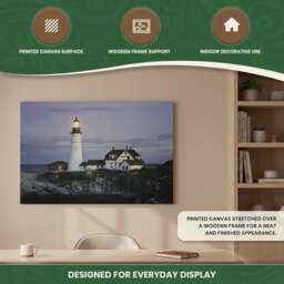 Rackhams Large Lighthouse Scene Canvas Picture Print with 6 LED Lights, Wooden Frame Wall Art with Side Switch, 60cm x 40cm - thumbnail 5