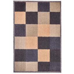 Rackhams Recycled Washable Geometric Blue Mat - 130 - 50X75 cm - thumbnail 1