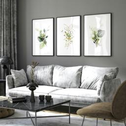 Rackhams Botanical art print - set of 3 wall art prints - 16 x 22 inches / 40.65 cm x 56 cm - Polyester Canvas 260 gsm - Canvas wrapped - thumbnail 2