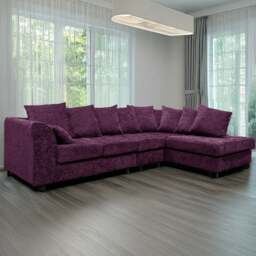 Rackhams Monaco Chenille Fabric 5 Seater L Shaped Corner Sofa - Purple - Right Hand Facing