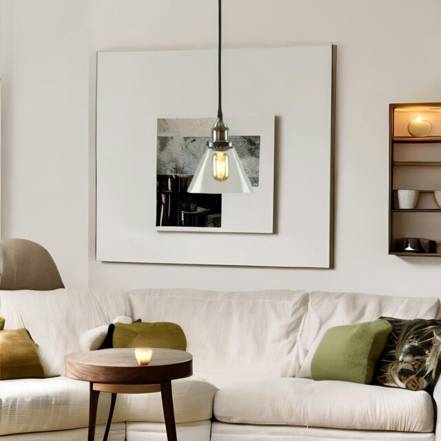Rackhams Industrial Antique Brass Effect Glass Cone Light Shade - image 1