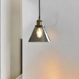 Rackhams Industrial Antique Brass Effect Glass Cone Light Shade - thumbnail 6