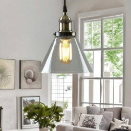 Rackhams Industrial Antique Brass Effect Glass Cone Light Shade - thumbnail 5