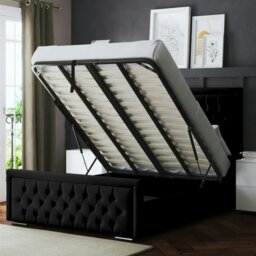Rackhams Allegra Ottoman Bed with Upholstered Headboard - Black - Double / 4ft6 - thumbnail 5