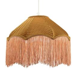 Rackhams Golden Ochre Victorian Scallop Pendant Light Shade with Long Tassels - thumbnail 2
