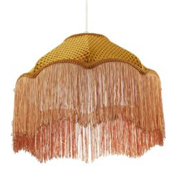 Rackhams Golden Ochre Victorian Scallop Pendant Light Shade with Long Tassels - thumbnail 5