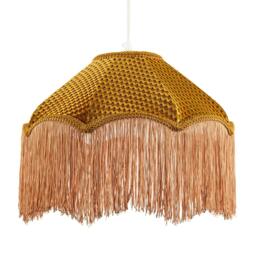 Rackhams Golden Ochre Victorian Scallop Pendant Light Shade with Long Tassels