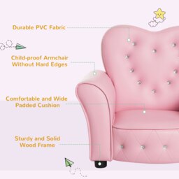 Rackhams Kids Mini Sofa Children Armchair Seating Chair Girl Princess Sponge - thumbnail 4
