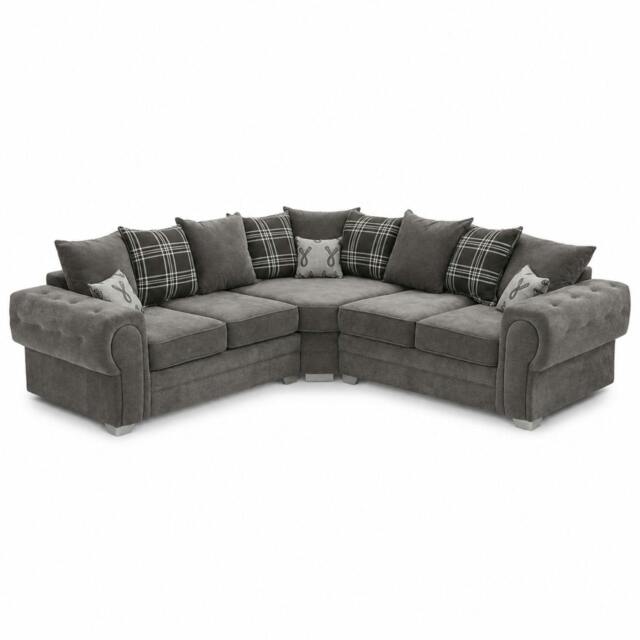 Rackhams VERONA  GREY SCATTERBACK LARGE CORNER SOFA / WITH FREE FOOTSTOOL - Grey