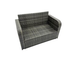 Rackhams 8 seater Patio Gas Firpit Dining Table Sofa Sets Rattan Garden Furniture Dining Set with 2 Big Stools Dark Grey Mixed - thumbnail 5