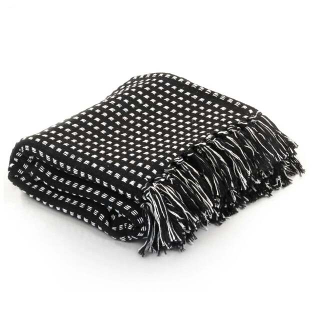 Rackhams Throw Cotton Squares 220x250 cm Black