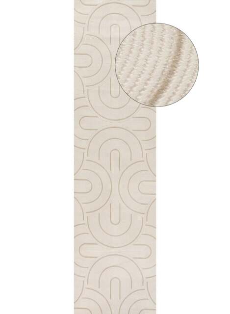 Rackhams Carmel Cream-Beige Geometric Rug - 6070 - 80X300 cm - image 1
