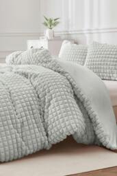 Rackhams Super Soft Luxury Faux Fur Box Duvet - Silver - Double - thumbnail 4