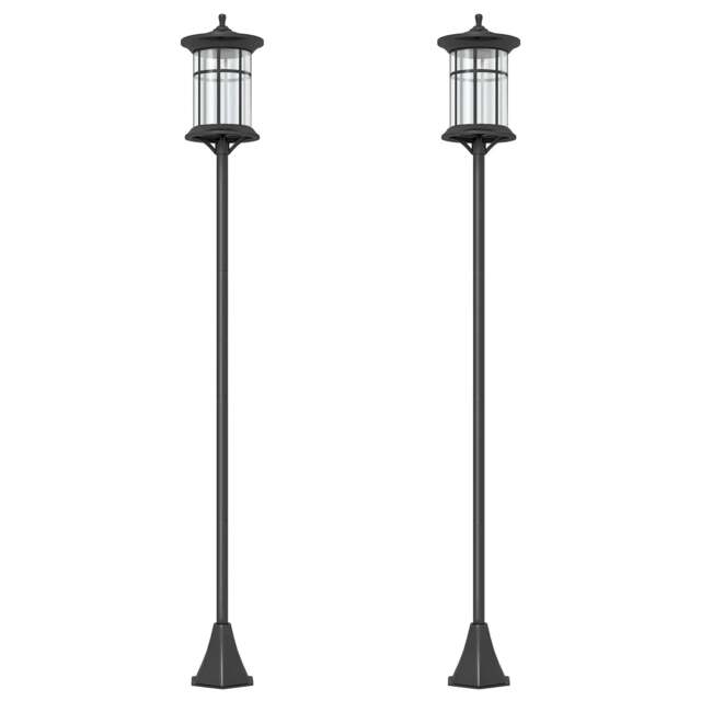 Rackhams Set of Two 1.8m Traditional Style Solar Lamp Posts - Black - image 1