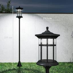 Rackhams Set of Two 1.8m Traditional Style Solar Lamp Posts - Black - thumbnail 2