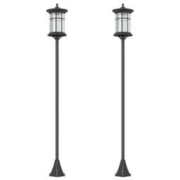 Rackhams Set of Two 1.8m Traditional Style Solar Lamp Posts - Black - thumbnail 1