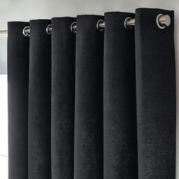 Rackhams Chenille Blackout Ring Top Eyelet Curtains - 168cm width x 137cm drop - thumbnail 2