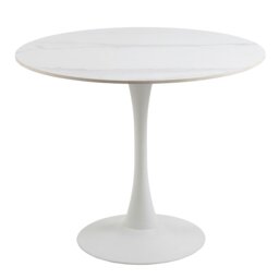 Rackhams Malta Ceramic Round Dining Table in White 90x75cm - White - No - White