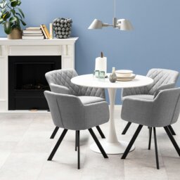 Rackhams Malta Ceramic Round Dining Table in White 90x75cm - White - No - White - thumbnail 2
