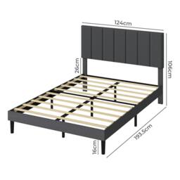 Rackhams Bed Frame Small Double Soft Upholstered Modern Linen Fabric Wooden Slat - thumbnail 3