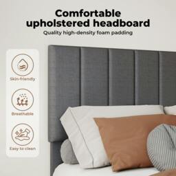 Rackhams Bed Frame Small Double Soft Upholstered Modern Linen Fabric Wooden Slat - thumbnail 6