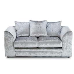 Rackhams Crystal Crushed Velvet 2 Seater Sofa Scatter Back - Silver - thumbnail 2