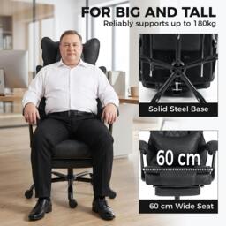 Rackhams Big and Tall Office Chair with Lumbar Support, Black - thumbnail 4