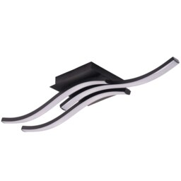 Rackhams Modern Triple Wavy Strip Flush LED Ceiling Light Fixture in Matte Black Sand - thumbnail 1