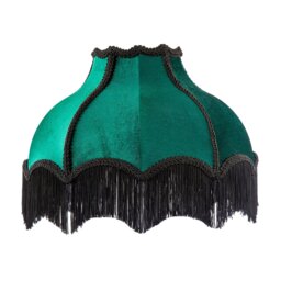 Rackhams Classic Victorian Lamp Shade in Emerald Green Velvet with Black Trims