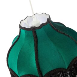 Rackhams Classic Victorian Lamp Shade in Emerald Green Velvet with Black Trims - thumbnail 4