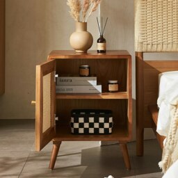 Rackhams Himba Rattan Bedside Table, Solid Wood - Light Oak + Waterproof Twisted Paper Cord - Light Oak + Waterproof Twisted Paper Cord - thumbnail 5
