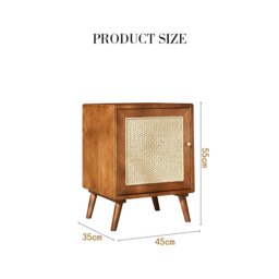 Rackhams Himba Rattan Bedside Table, Solid Wood - Light Oak + Waterproof Twisted Paper Cord - Light Oak + Waterproof Twisted Paper Cord - thumbnail 6