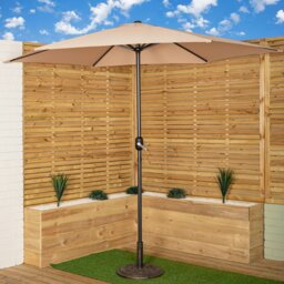 Rackhams 2.7m Havana Garden Patio Parasol with Crank Handle and Cover in Beige - thumbnail 2
