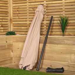 Rackhams 2.7m Havana Garden Patio Parasol with Crank Handle and Cover in Beige - thumbnail 3