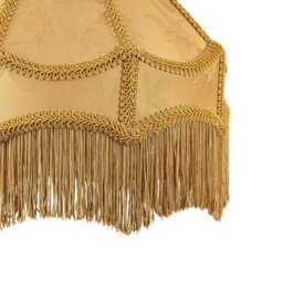 Rackhams Gold Faux Silk Victorian Lamp Shade with Textured Floral Decor and Long Tassels - thumbnail 3