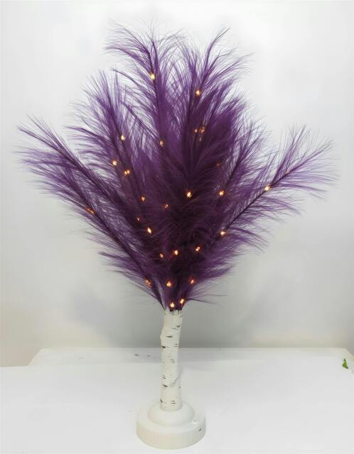 Rackhams 70cm Purple Feather Tree Table Lamp with Warm White LEDs, Decorative Light for Home Styling - 70CM - Warm white - Artificial Christmas tree - image 1