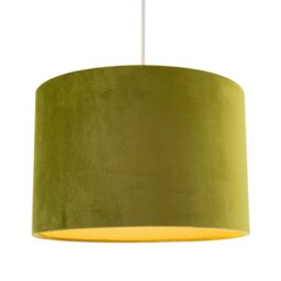 Rackhams Soft Velvet Olive Green Fabric Round Lamp Shade for Table or Pendant - thumbnail 2