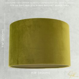 Rackhams Soft Velvet Olive Green Fabric Round Lamp Shade for Table or Pendant - thumbnail 6