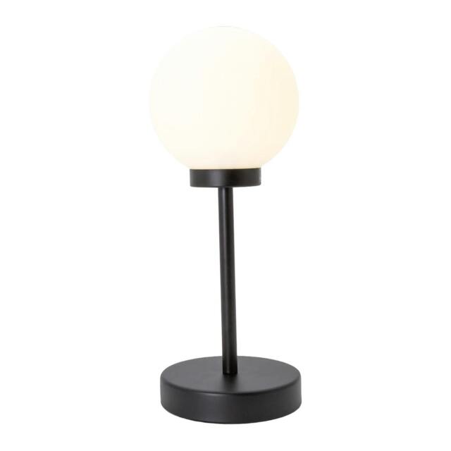 Rackhams Modern Opal White Glass Globe Table Lamp with Tall Matte Black Stem - image 1