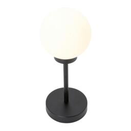 Rackhams Modern Opal White Glass Globe Table Lamp with Tall Matte Black Stem - thumbnail 3