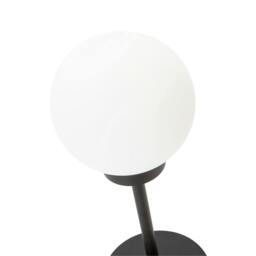 Rackhams Modern Opal White Glass Globe Table Lamp with Tall Matte Black Stem - thumbnail 2