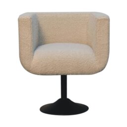 Rackhams Cream Boucle Swivel Chair - thumbnail 1