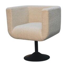 Rackhams Cream Boucle Swivel Chair - thumbnail 3