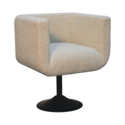 Rackhams Cream Boucle Swivel Chair - thumbnail 2
